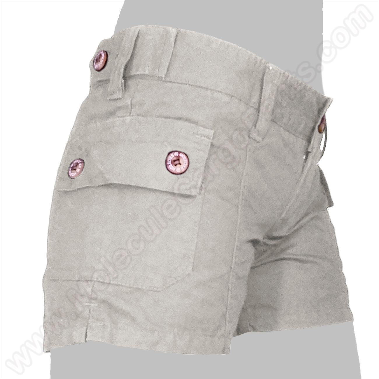 45046 Molecule Women Pants Funky Hot Pants Beige-Cream short cargo pants